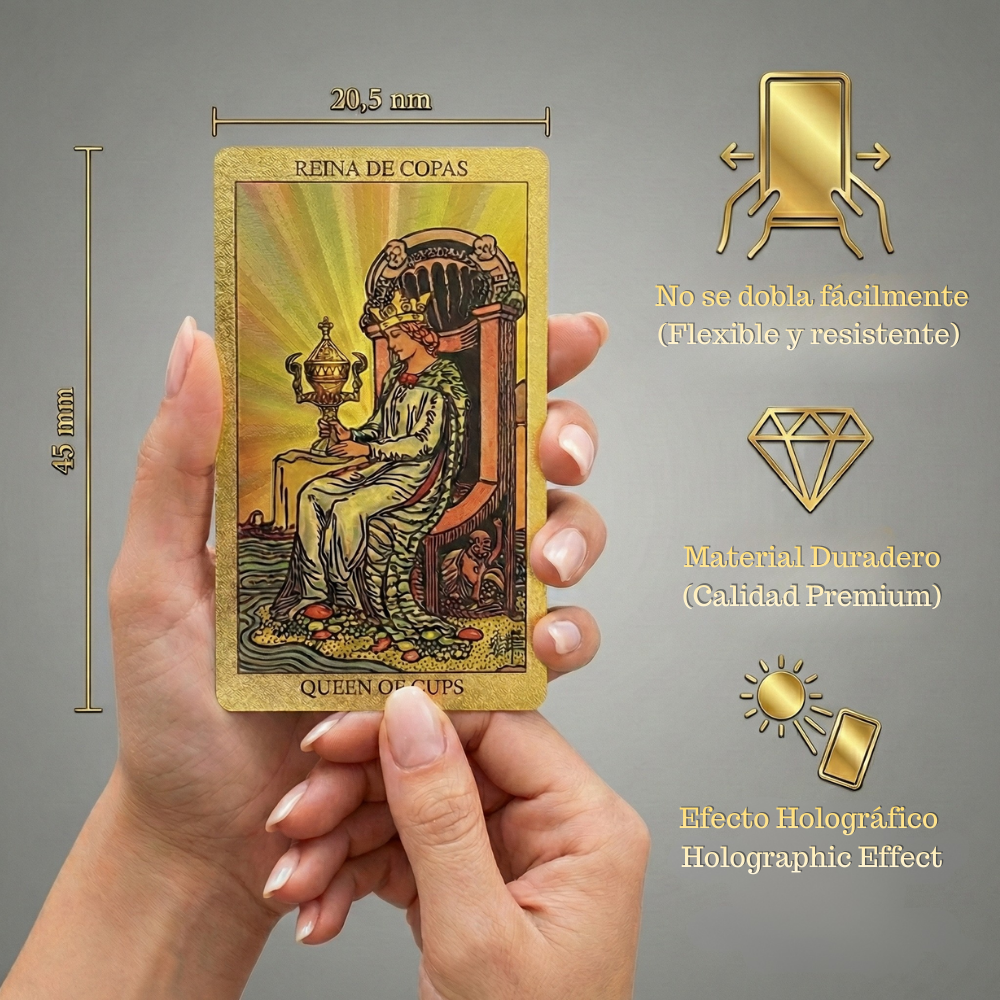 HELIOS XIX - Mazo de Cartas de Tarot de Lámina Dorada en Inglés y Español
